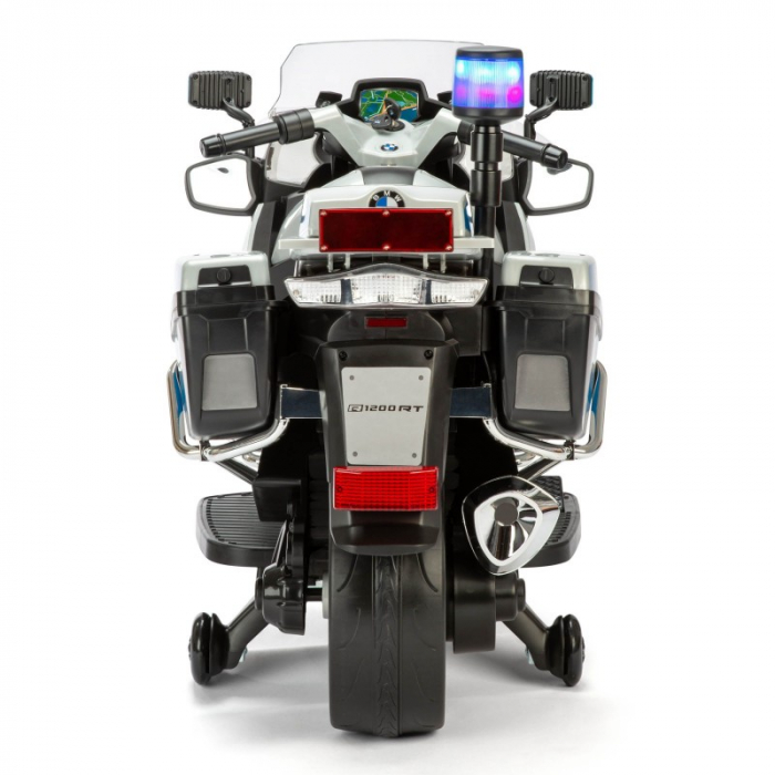 BMW Official Kids Electric Ride-On Police Bike, with Stabilisers, Silver [9]