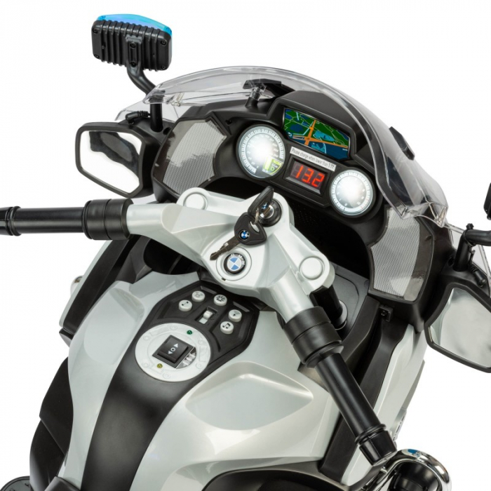 BMW Official Kids Electric Ride-On Police Bike, with Stabilisers, Silver [8]
