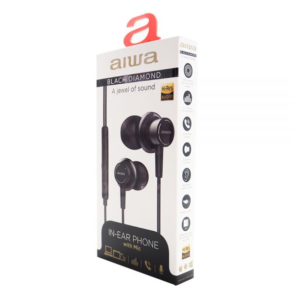 Casti audio Aiwa Diamond Hi-Res In-Ear Headphone Mic Black [8]