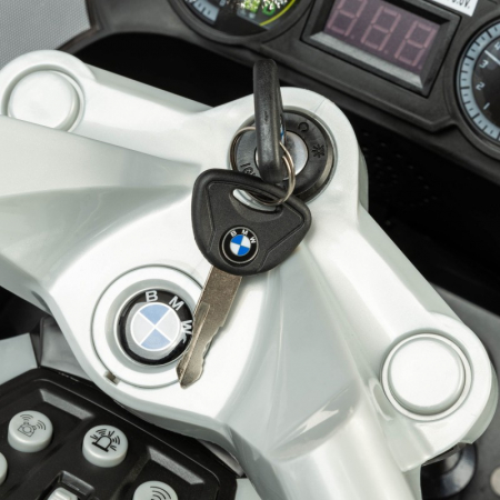 BMW Official Kids Electric Ride-On Police Bike, with Stabilisers, Silver [6]