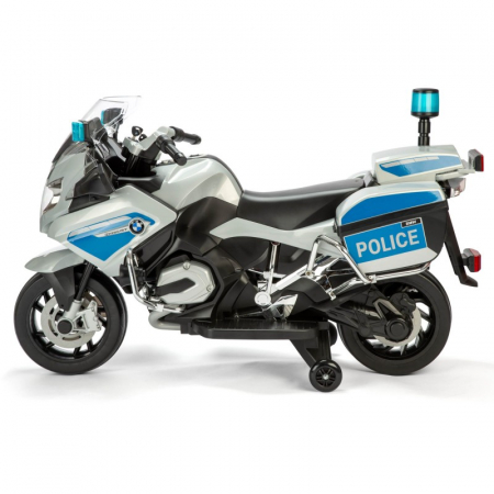 BMW Official Kids Electric Ride-On Police Bike, with Stabilisers, Silver [9]