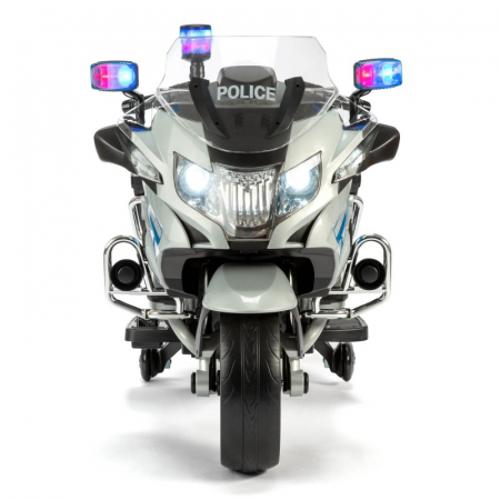 BMW Official Kids Electric Ride-On Police Bike, with Stabilisers, Silver [10]