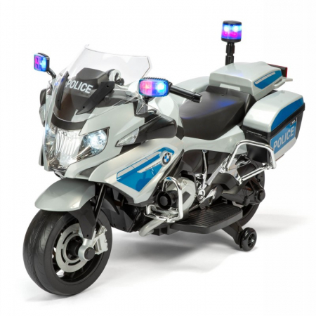 Masini electrice - BMW Official Kids Electric Ride-On Police Bike, with Stabilisers, Silver