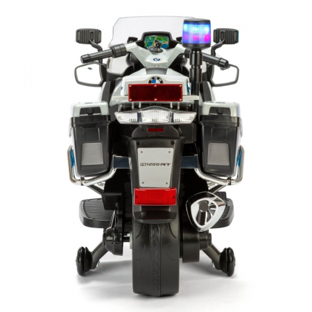 BMW Official Kids Electric Ride-On Police Bike, with Stabilisers, Silver [8]