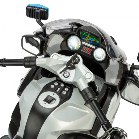 BMW Official Kids Electric Ride-On Police Bike, with Stabilisers, Silver [7]