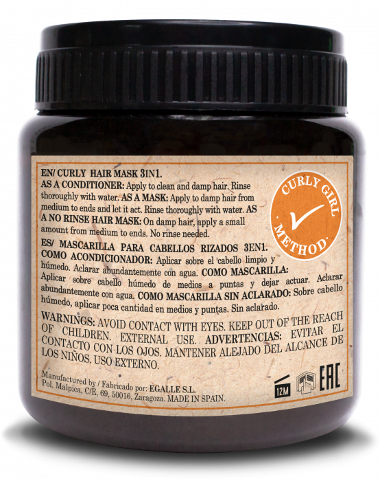 Masca 3 in 1 pentru păr creț și ondulat vegană 100% naturală 250 ml [2]