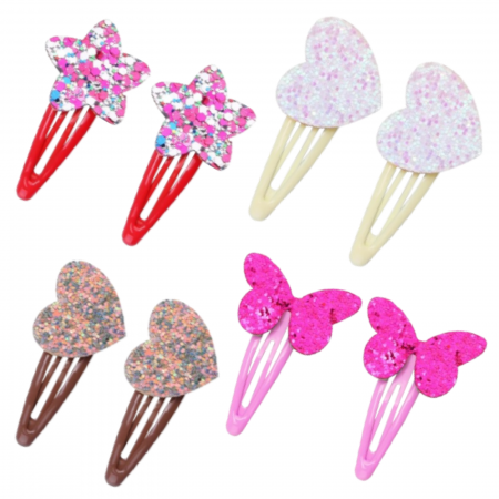 Agrafe si Clame de par - AGRAFE FETITE INIMA STEA FLUTURE SCLIPICI 8/SET