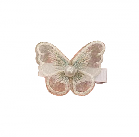 Agrafe si Clame de par - CLAMA PAR PENTRU FETE FLUTURE BRODAT 4/SET ALB TURQUOISE