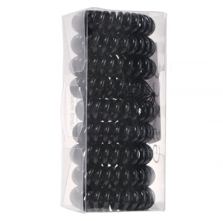 Elastice de par - ELASTICE PAR SPIRALATE PLASTY BLACK 9/SET
