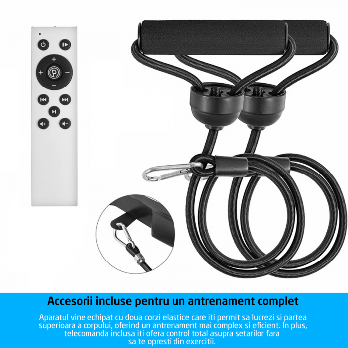 Aparat vibromasaj, GO4FIT, model GF1000, platforma vibratii cu 2 benzi de rezistenta fitness , greutate maxim admisa 120 kg, putere 200 W, telecomanda inclusa, negru [5]