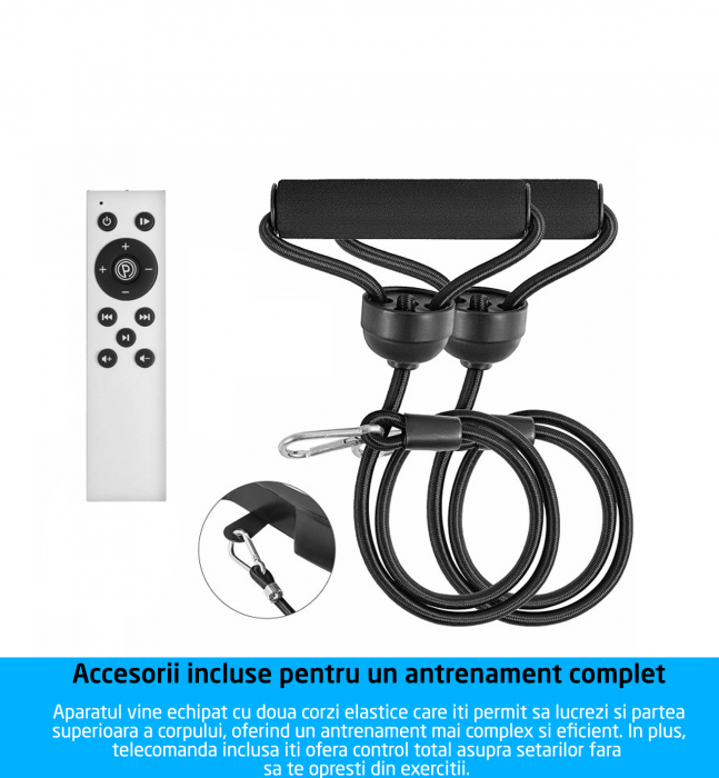 Aparat vibromasaj, GO4FIT, model GF1000, platforma vibratii cu 2 benzi de rezistenta fitness , greutate maxim admisa 120 kg, putere 200 W, telecomanda inclusa, alb [6]