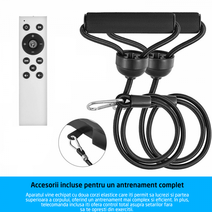 Aparat vibromasaj, GO4FIT, model GF1000, platforma vibratii cu 2 benzi de rezistenta fitness , greutate maxim admisa 120 kg, putere 200 W, telecomanda inclusa, rosu [3]