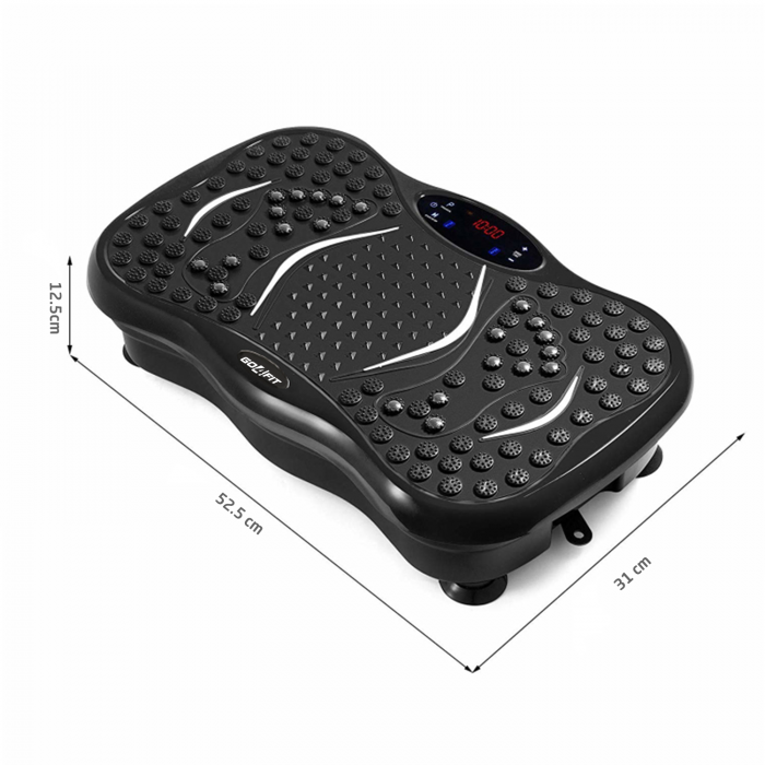 Aparat vibromasaj, GO4FIT, model GF1000, platforma vibratii cu 2 benzi de rezistenta fitness , greutate maxim admisa 120 kg, putere 200 W, telecomanda inclusa, negru [8]