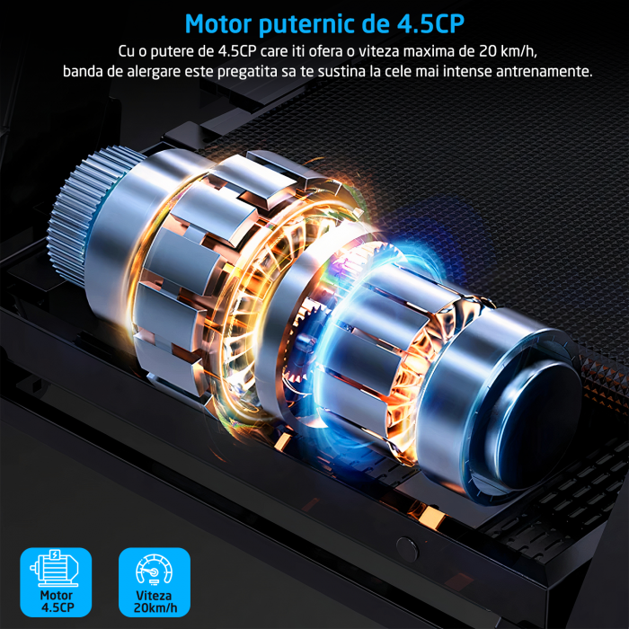 Banda de Alergare Electrica GO4FIT® Premium, Model FIT1000, Motor 4.5 CP, Viteza 1-20 km/h, Aparat Masaj, 15 Programe, Inclinare Automata 20%, Greutate Maxima Utilizator 140 kg, Bluetooth [4]