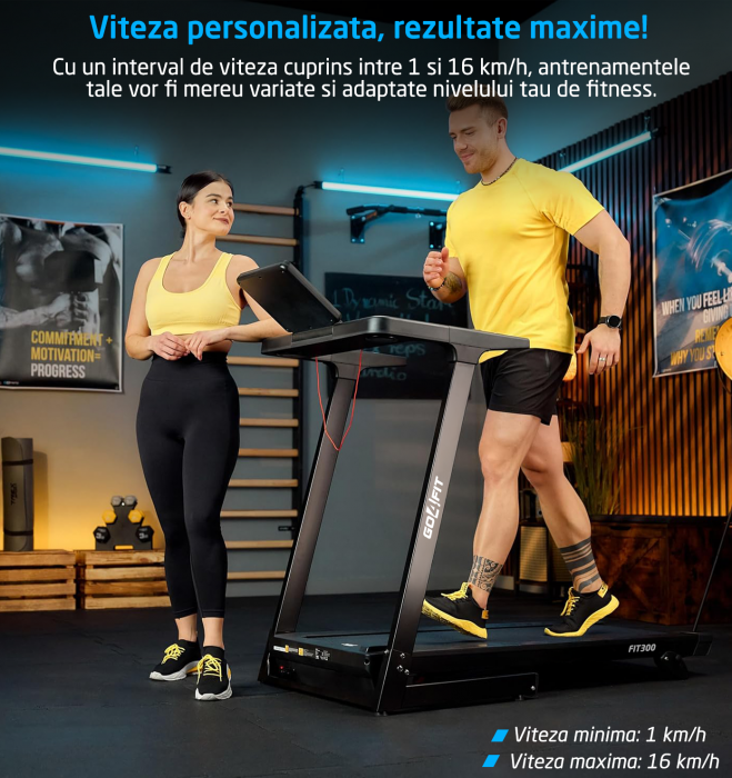 Banda de Alergat GO4FIT® Model FIT300, Viteza Maxima 16km/h, Motor 3CP, Sistem Pliere Hidraulic, 15 Programe, Bluetooth, Aplicatii, Kinomap, Zwift, FitShow, Greutate Utilizator 130 kg [3]
