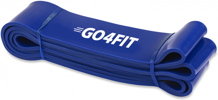 Banda elastica lunga GO4FIT, resistance band pentru fitness, antrenament sala, gimnastica recuperare, rezistenta 25-60 kg, albastra [6]