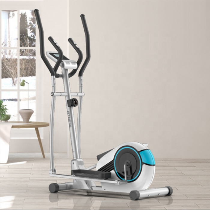Bicicleta eliptica magnetica, GO4FIT, pentru fitness cu monitorizare activitati fizice, puls, viteza, timp, distanta si calorii, greutate maxima 110 kg, 8 niveluri de rezistenta, volanta 5 kg, alba [2]