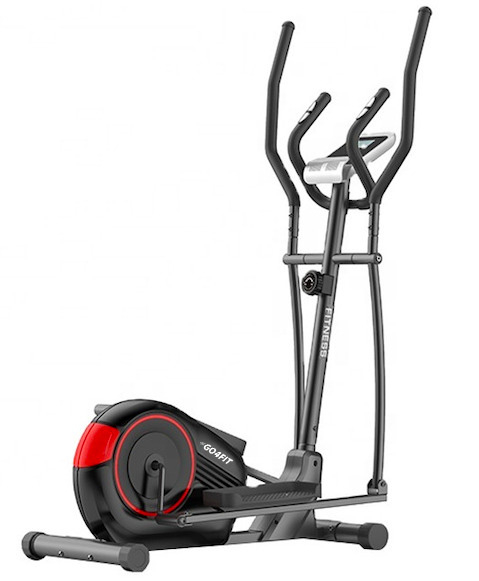 Bicicleta eliptica magnetica, GO4FIT, pentru fitness cu monitorizare activitati fizice, puls, viteza, timp, distanta si calorii, greutate maxima 110 kg, 8 niveluri de rezistenta, volanta 5 kg, rosie [7]