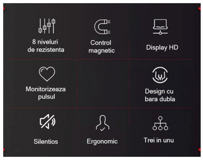 Bicicleta eliptica magnetica, GO4FIT, pentru fitness cu monitorizare activitati fizice, puls, viteza, timp, distanta si calorii, greutate maxima 110 kg, 8 niveluri de rezistenta, volanta 5 kg, alba [10]