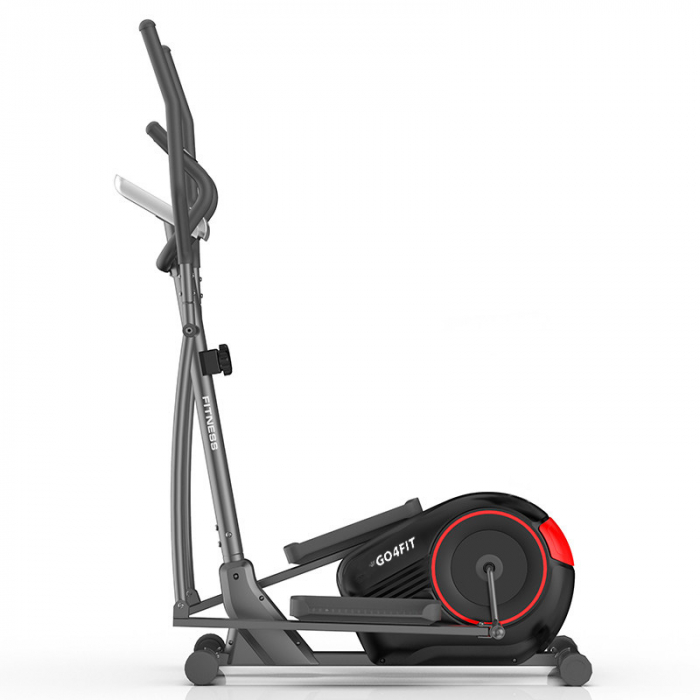Bicicleta eliptica magnetica, GO4FIT, pentru fitness cu monitorizare activitati fizice, puls, viteza, timp, distanta si calorii, greutate maxima 110 kg, 8 niveluri de rezistenta, volanta 5 kg, rosie [9]