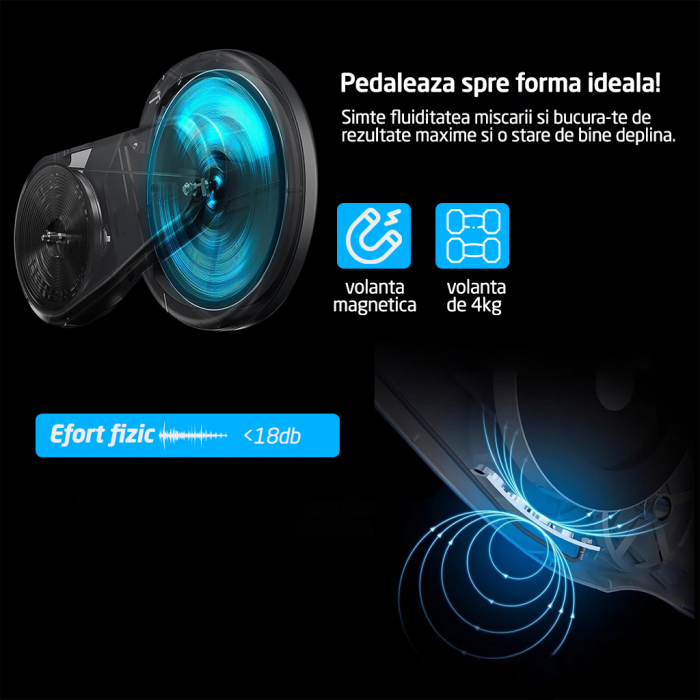Bicicleta Fitness GO4FIT® Model GF110, Volanta Magnetica 4kg, Aplicatii Bluetooth, Kinomap, Zwift, FitShow, Greutate Maxima 120kg, Viteza, Puls, Distanta, Timp, Calorii, Suport Telefon Mobil [6]