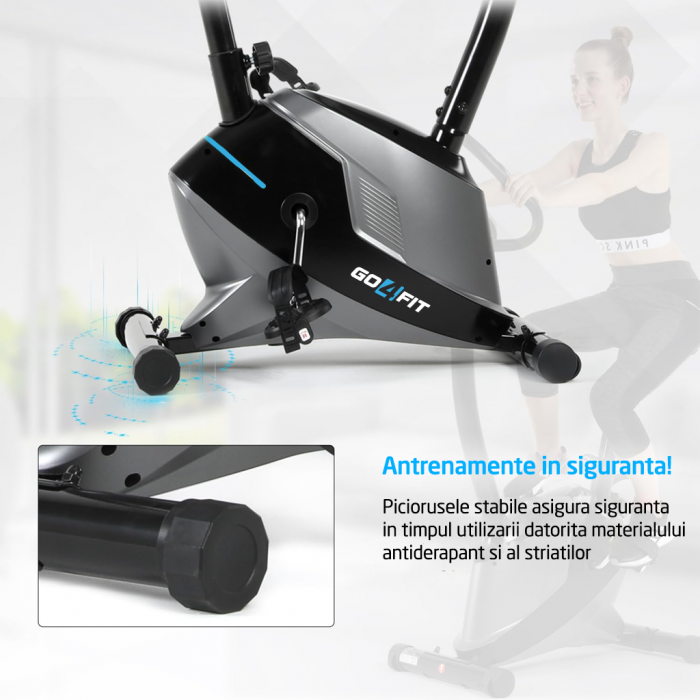 Bicicleta Fitness GO4FIT® Model GF110, Volanta Magnetica 4kg, Aplicatii Bluetooth, Kinomap, Zwift, FitShow, Greutate Maxima 120kg, Viteza, Puls, Distanta, Timp, Calorii, Suport Telefon Mobil [4]