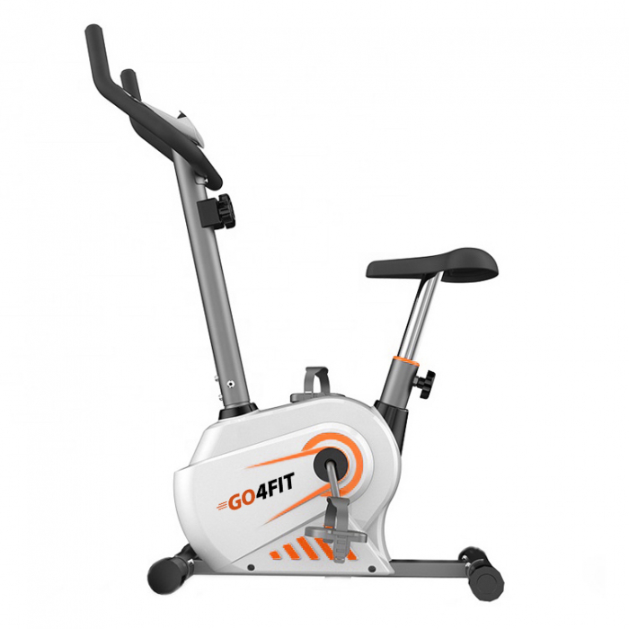 Bicicleta fitness magnetica, GO4FIT, model GF100, greutate maxima utilizator 130 kg, functii: timp, viteza, distanta, calorii, puls, volanta 2.5 kg, 8 niveluri de rezistenta [14]