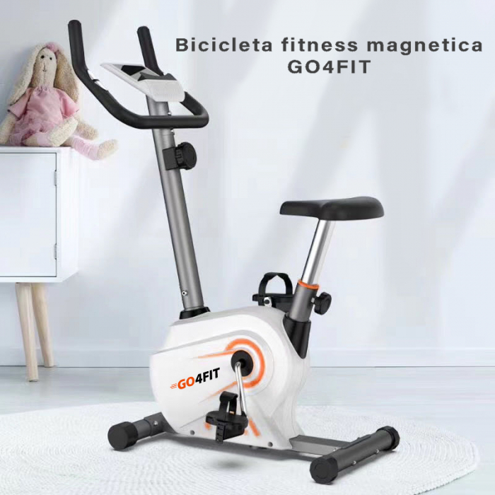 Bicicleta fitness magnetica, GO4FIT, model GF100, greutate maxima utilizator 130 kg, functii: timp, viteza, distanta, calorii, puls, volanta 2.5 kg, 8 niveluri de rezistenta [10]