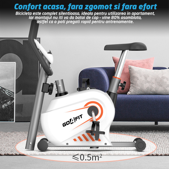 Bicicleta Magnetica Fitness GO4FIT®, Model GF100, Volanta 3 kg, 8 Niveluri Intensitate, Greutate Maxima 130 kg, Rezistenta Magnetica Ajustabila, Monitorizare: Distanta, Viteza, Calorii, Timp [2]