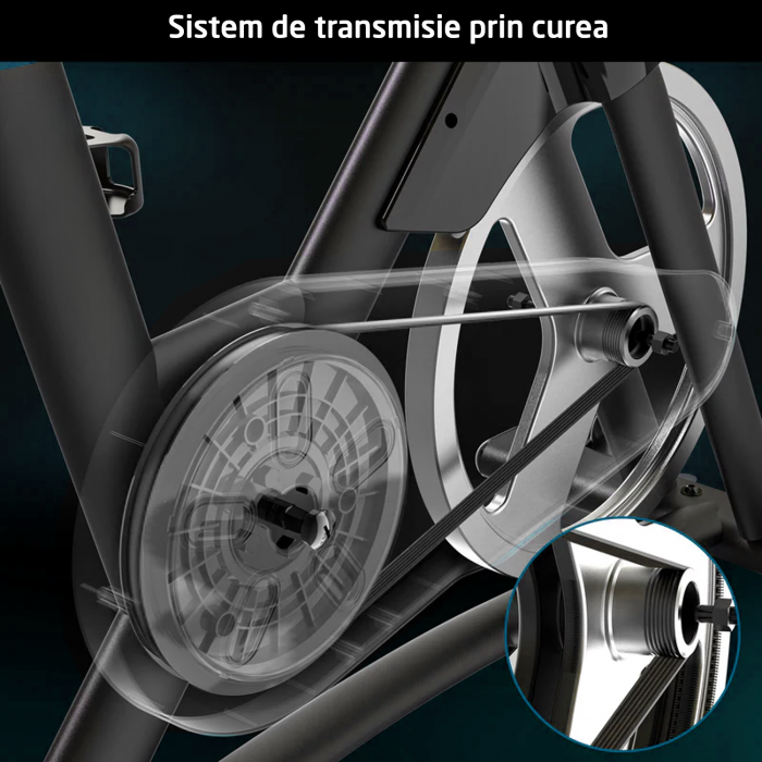 Bicicleta Spinning Magnetica GO4FIT® Model GF210, Volanta 10 kg, Rezistenta Ajustabila, Greutate Maxima Utilizator 130 kg, Bluetooth, Aplicatii Fitness Telefon, Monitor, Distanta, Viteza, Calorii [5]