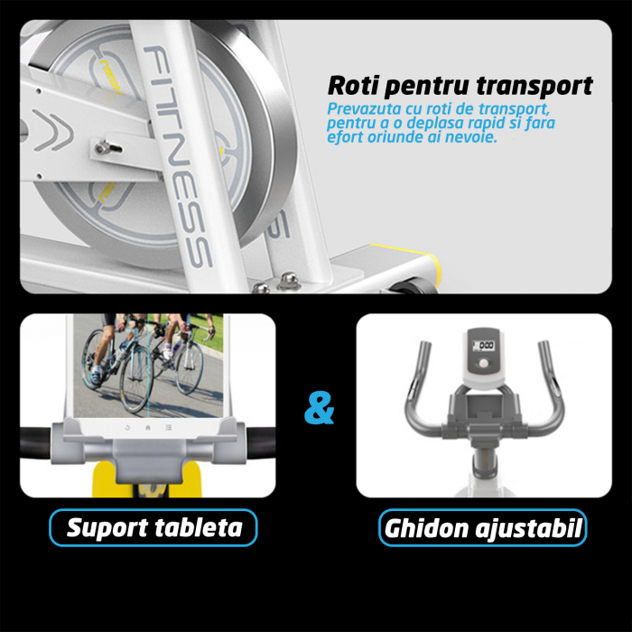 Bicicleta Spinning Magnetica Fitness GO4FIT®, Model GF200, Volanta 10kg, Greutate Maxima 150kg, Rezistenta Magnetica Ajustabila, Monitorizare Activitate: Distanta, Viteza, Calorii, Timp, Puls [12]