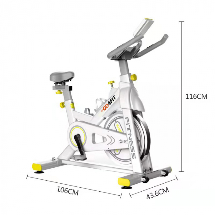 RESIGILAT - Bicicleta spinning pentru fitness, GO4FIT, model GF200, volanta 10kg, greutate maxima utilizator 150 kg, functii: timp, viteza, distanta, calorii, puls [12]