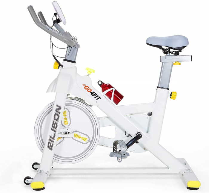 Bicicleta spinning magnetica pentru fitness, GO4FIT, model GF200, volanta 10kg, greutate maxima utilizator 150 kg, functii: timp, viteza, distanta, calorii, puls [13]