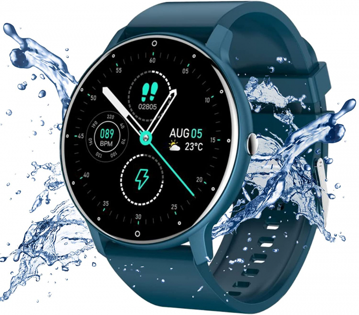 Ceas smartwatch si bratara fitness, GO4FIT® , model GF03, Notificari Apeluri/Sms/Social Media, monitorizare activitati fizice, somn, ritm cardiac, pedometru, player muzica, rezistent la apa, verde [3]
