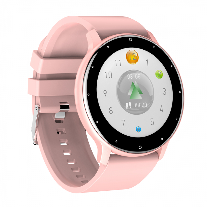 Ceas smartwatch si bratara fitness, GO4FIT® , model GF03, Notificari Apeluri/Sms/Social Media, monitorizare activitati fizice, somn, ritm cardiac, pedometru, player muzica, rezistent la apa, roz [7]