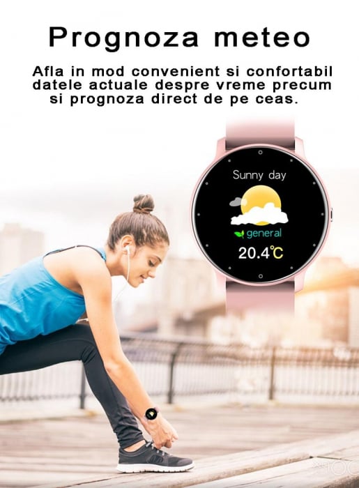 RESIGILAT - Ceas smartwatch si bratara fitness, GO4FIT® , model GF03, Notificari Apeluri/Sms/Social Media, monitorizare activitati fizice, somn, ritm cardiac, pedometru, player muzica, rezistent la ap [9]