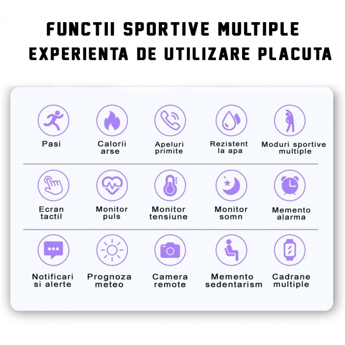 Ceas smartwatch si bratara fitness, GO4FIT® , model GF03, Notificari Apeluri/Sms/Social Media, monitorizare activitati fizice, somn, ritm cardiac, pedometru, player muzica, rezistent la apa, negru [11]