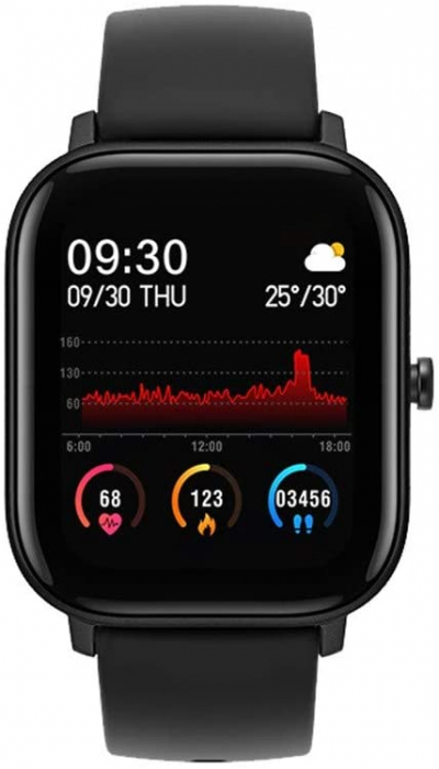 Ceas smartwatch si bratara fitness, GO4FIT® , model GF01, Notificari Apeluri/Sms/Social Media, monitorizare activitati fizice, somn, ritm cardiac, pedometru, player muzica, rezistent la apa, negru [14]