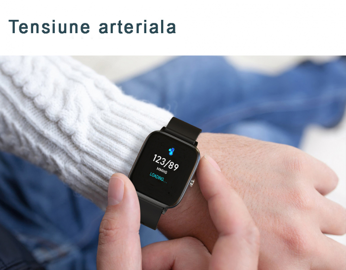 RESIGILAT - Ceas smartwatch si bratara fitness, GO4FIT® , model GF01, Notificari Apeluri/Sms/Social Media, monitorizare activitati fizice, somn, ritm cardiac, pedometru, player muzica, rezistent la ap [7]