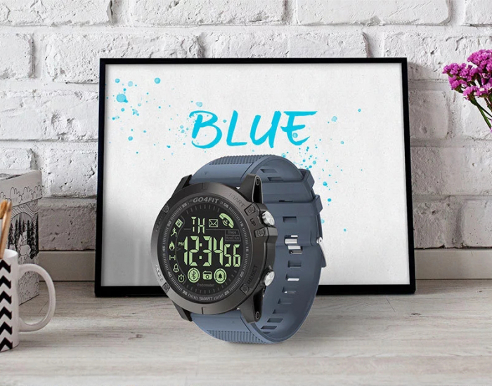 Ceas smartwatch sport, GO4FIT, model GF02, notificari apeluri, sms, social media, monitorizare activitati fizice, fitness, pedometru, calorii, rezistent la apa, curea de silicon, albastru inchis [3]