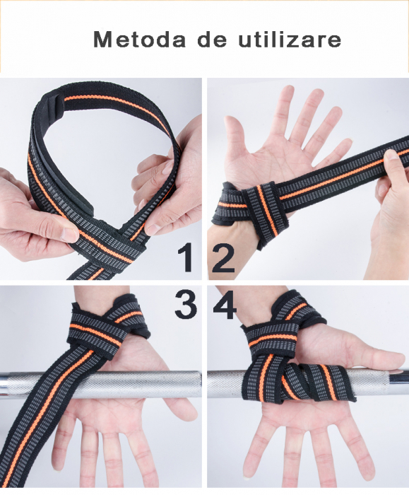 Chingi pentru ridicare de greutati GO4FIT, lifting straps, curele pentru antrenamente cu greutati [2]