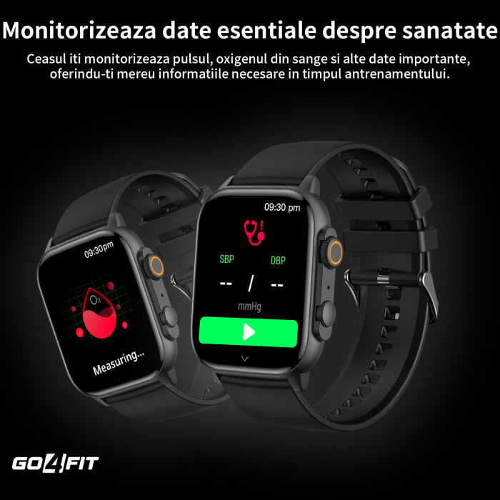 Ceas Smartwatch GO4FIT®, Ecran Touch 1.95’’ Amoled, Apeluri, Notificari, Microfon, Difuzor, Bluetooth 5.2, Blocarea Ecranului, Limba Romana, Autonomie 7 Zile, NFC, Interfata Customizabila, Negru [9]