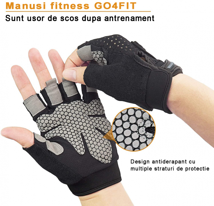 Manusi GO4FIT unisex pentru fitness si sala, din material respirabil [3]
