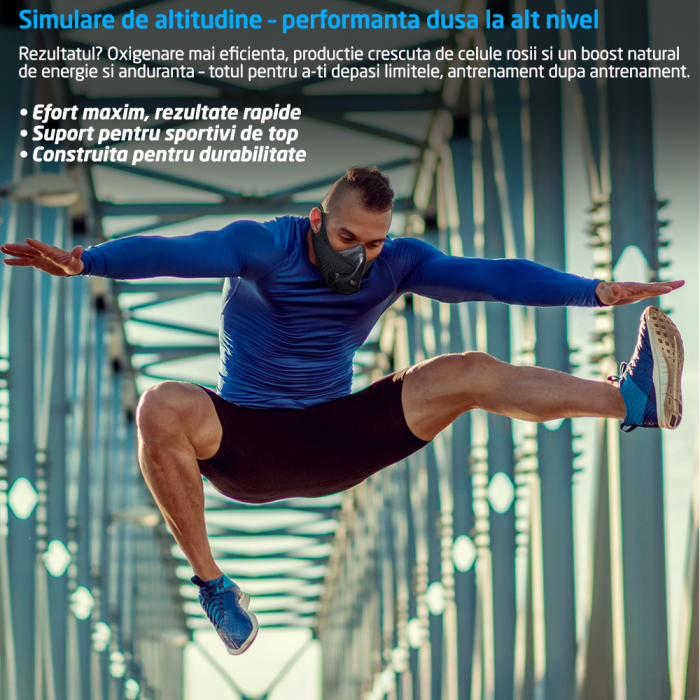 Masca antrenament, GO4FIT®, Training Mask, Marime Universala pentru Fitness, Alergare, Cardio, Rezistenta [8]