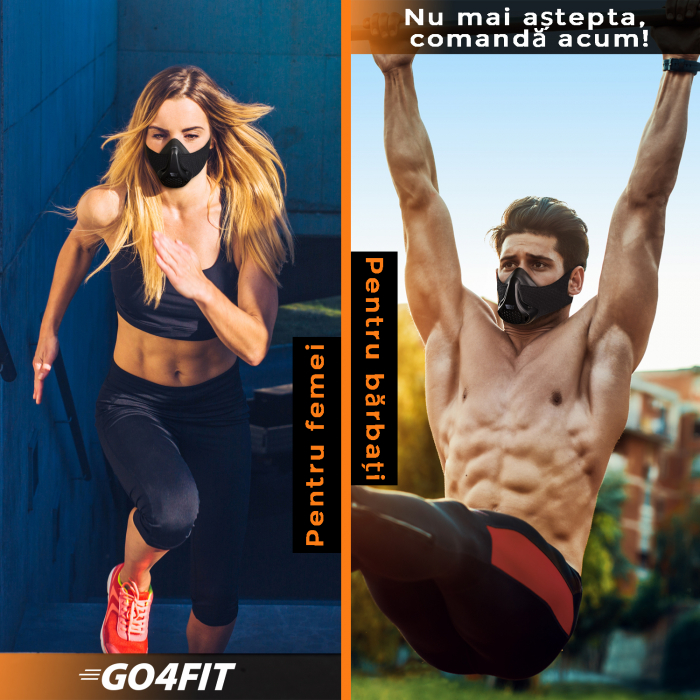 RESIGILAT - Masca antrenament , GO4FIT , Training Mask , Marime Universala pentru fitness, alergare, cardio, rezistenta [7]