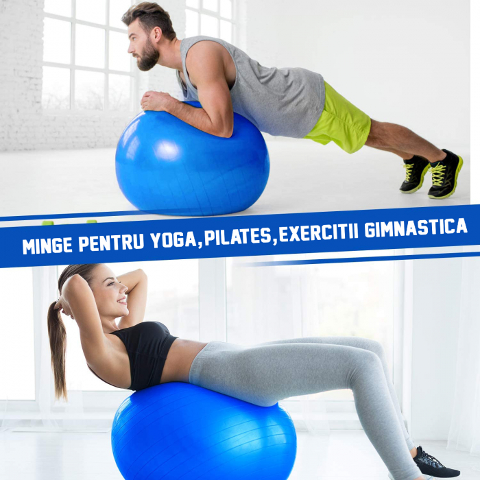 Minge fitness, GO4FIT, 65 cm, pentru exercitii gimnastica, yoga, aerobic, pilates, recuperare, pompa inclusa [2]