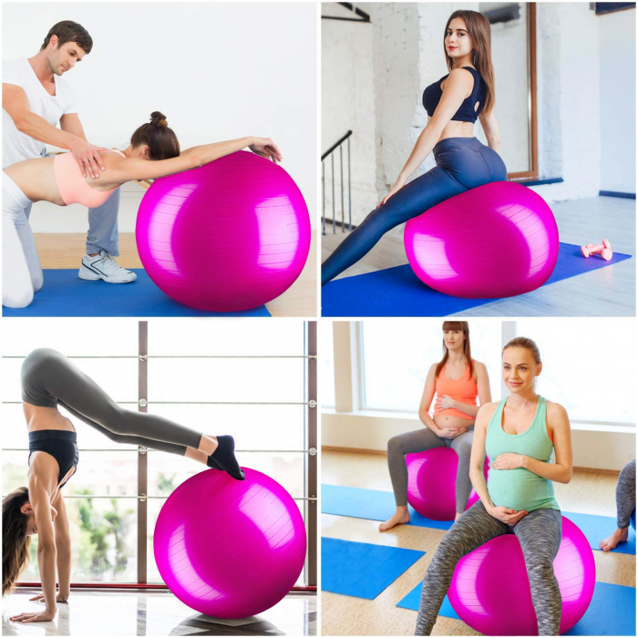 Minge fitness, GO4FIT, 65 cm, pentru exercitii gimnastica, yoga, aerobic, pilates, recuperare, pompa inclusa [4]