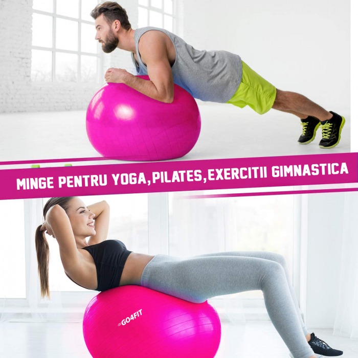 RESIGILAT - Minge fitness, GO4FIT, 65 cm, pentru exercitii gimnastica, yoga, aerobic, pilates, recuperare, pompa inclusa [2]