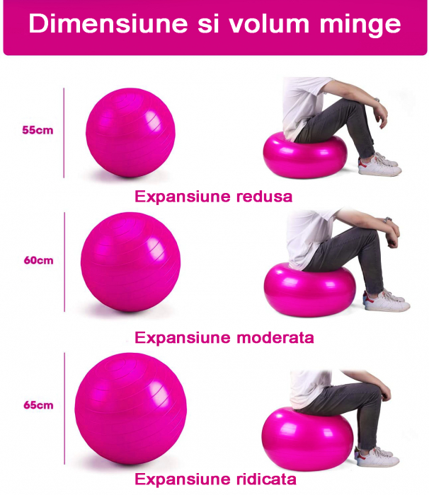 Minge fitness, GO4FIT, 65 cm, pentru exercitii gimnastica, yoga, aerobic, pilates, recuperare, pompa inclusa [7]
