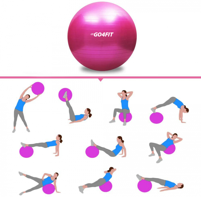 Minge fitness, GO4FIT, 65 cm, pentru exercitii gimnastica, yoga, aerobic, pilates, recuperare, pompa inclusa [8]